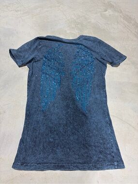 Sinful affliction Embellished Angel Wing Tee blue medium